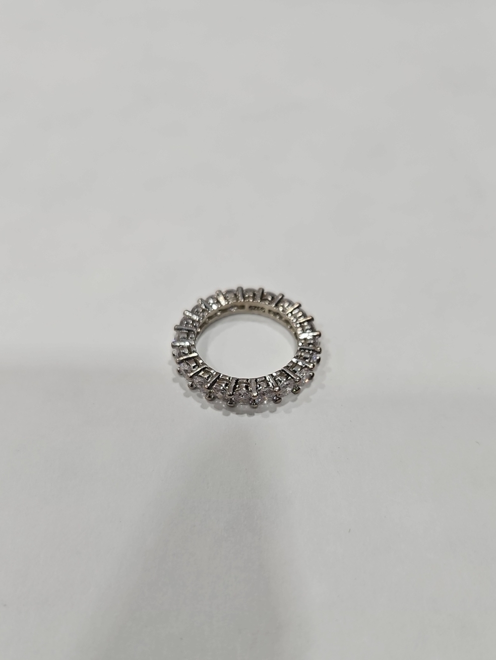 925 Sterling Silver Eternity Band Ring Moissanite CZ